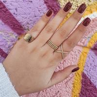 טבעת זהב איקס עם זרקונים מהממת