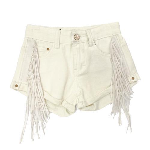 שורט ג׳ינס לבן פרנזים ORO