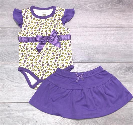 בגד גוף עם חצאית סגול מנומר