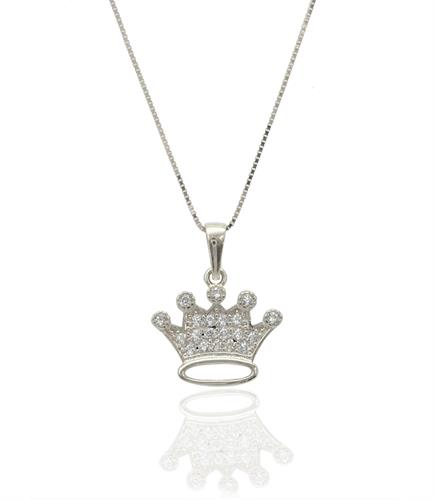 שרשרת כתר לאשה שרשרת עם תליון כתר בזהב 14 קאראט משובץ יהלומים