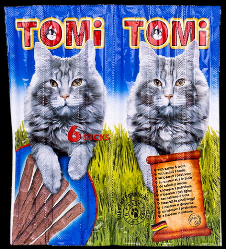 חטיף טומי לחתול בטעם סלמון 6 מקלות