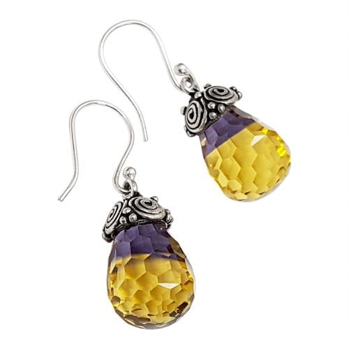 עגילי כסף מעוצבים בשילוב אבני אמטרין  A8569 | תכשיטי כסף | עגילי כסף