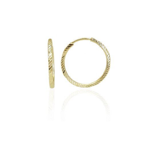 עגילי חישוק בחריטת לייזר 1.9 סמ בזהב צהוב 14 קראט