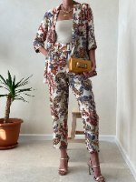 חליפת בלייזר הדפס שמנת