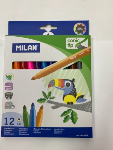 טושים צבעוניים מילאן 12 יח