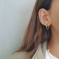 עגילי חישוק משובצים | עגילי חישוק זרקונים | עגילי ג'יפסי אוניקס וזרקונים |עגילים משובצים