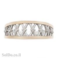 טבעת כסף מצופה זהב 9K משובצת אבני זרקון  RG8631 | תכשיטי כסף | טבעות כסף