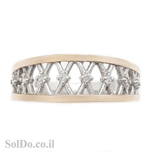 טבעת כסף מצופה זהב 9K משובצת אבני זרקון  RG8631 | תכשיטי כסף | טבעות כסף