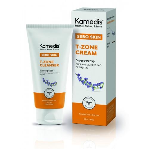Kamedis sebo T-zone  קרם פנים טיפולי לעור מעורב עד שמן , מגורה ואדמומי