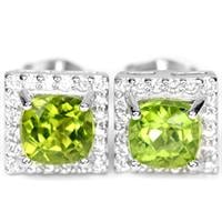 עגילי כסף צמודים מרובעים משובצים אבני פרידות  A8449 | תכשיטי כסף 925 | עגילי כסף