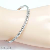 צמיד כסף קשיח משובץ אבני זרקון  Z3095 | תכשיטי כסף 925 | צמידי כסף