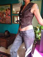 ווסט עור (הפוך) חום כהה מידה S/M