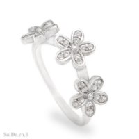 טבעת מכסף דגם פרחים משובצת אבני זרקון  RG6262 | תכשיטי כסף | טבעות כסף