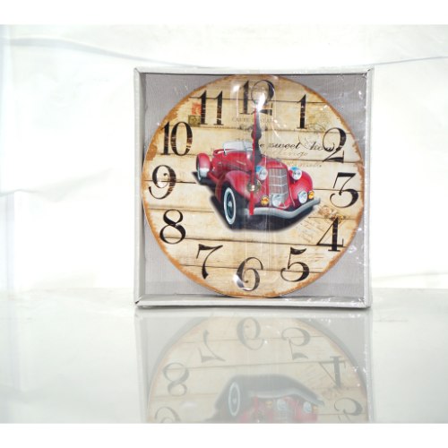 שעון עץ עגול 30סמ מכונית