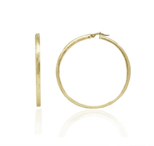 עגילים גדולים מט מחוספס מזהב 5.8 ס"מ