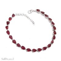 צמיד מכסף משובץ אבני רובי  Z3146 | תכשיטי כסף 925 | צמידי כסף