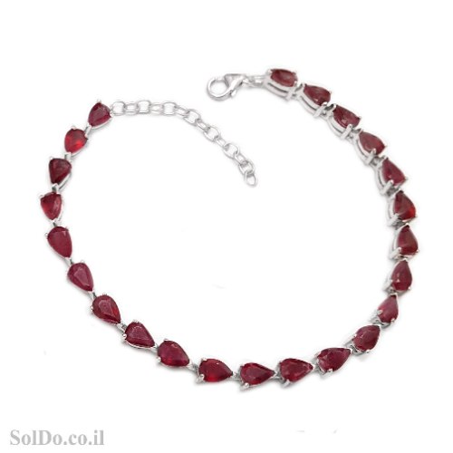 צמיד מכסף משובץ אבני רובי  Z3146 | תכשיטי כסף 925 | צמידי כסף