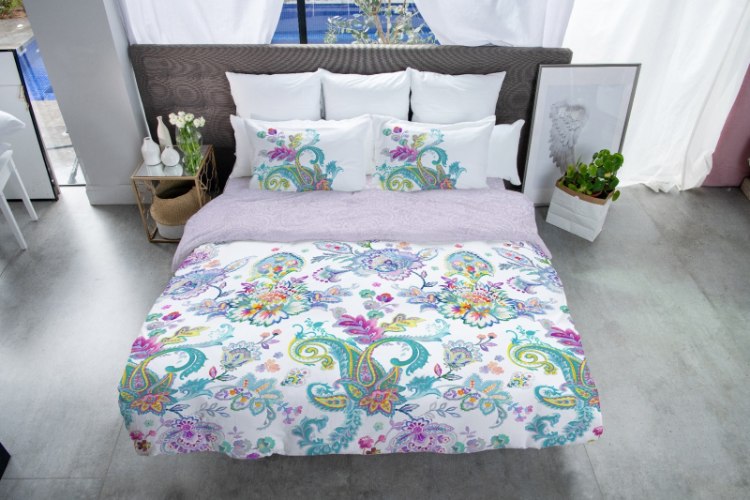 סט מלא זוגי דגם פלורל 100% כותנה פלנל מבית ורדינון