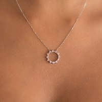 שרשרת ותליון זהב 14 קראט 0.10 קראט יהלומים 810093 - מחיר מבצע! 