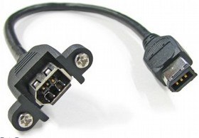 כבל מאריך לפאנל FireWire זכר 6P לחיבור FireWire נקבה 6P באורך 0.25 מטר