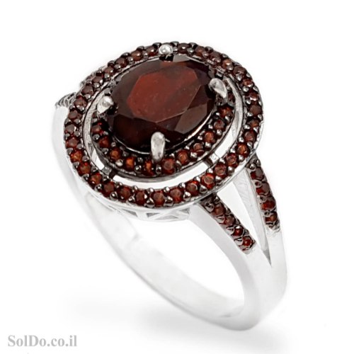 טבעת מכסף משובצת אבני גרנט RG8857 | תכשיטי כסף 925 | טבעות כסף