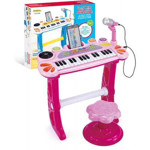 אורגן ורוד עם כסא