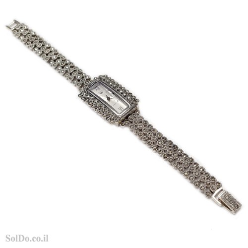 שעון מכסף מעוצב משובץ מרקזטים SH3263 | תכשיטי כסף