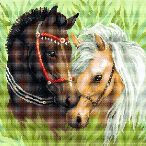 תמונת שיבוץ אבנים - זוג סוסים 40X40