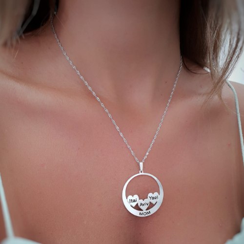 שרשרת חישוק עם לבבות וחריטות דגם LA303