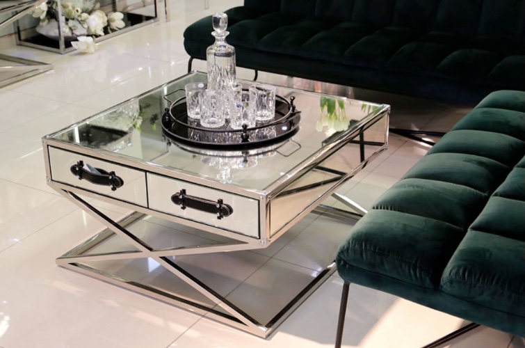 שולחן סלון מרובע רסיטל רגליים נירוסטה