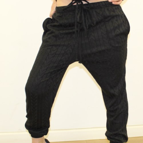 מכנס צמות כיס פנימי שחור