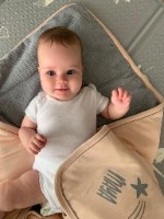 שמיכת ג'רסי עם מילוי- עם שם התינוק- ורוד עתיק  PEACE