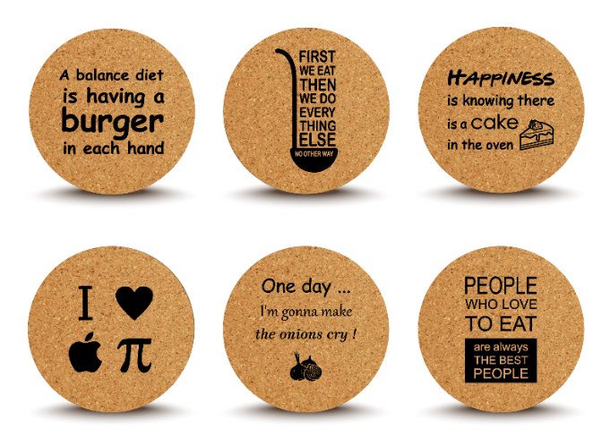 6 תחתיות עגולות שונות על אוכל