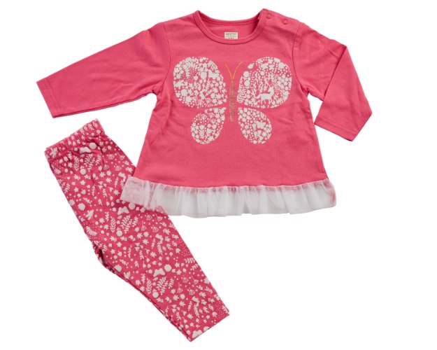 חליפת מעבר פרפר מלמלה ורוד מכנס לייקרה