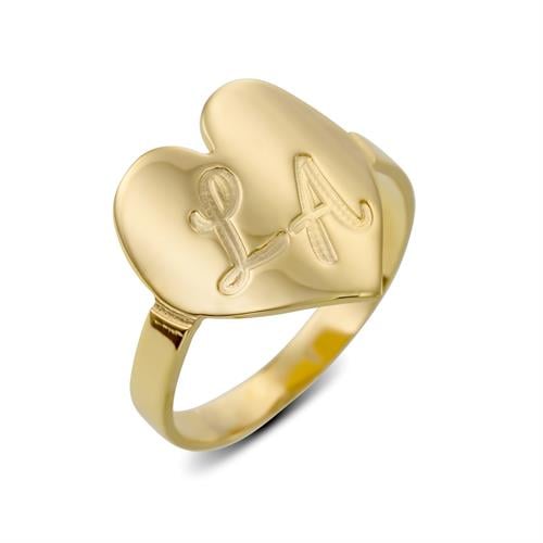 טבעת לב מקומר עם חריטה אישית