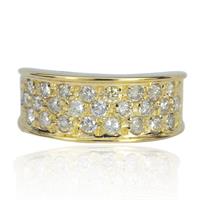 טבעת זהב 14 קרט מעוצבת שלוש שורות ביהלומים 0.85 קראט