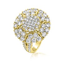 טבעת זהב צהוב 14 קראט משובצת 3.76 קראט יהלומים אופיר פז תכשיטים