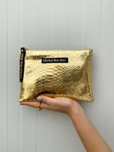 תיק קלאץ' גדול זהב