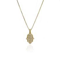 שרשרת ותליון בזהב 14 קרט חמסה יהלומים