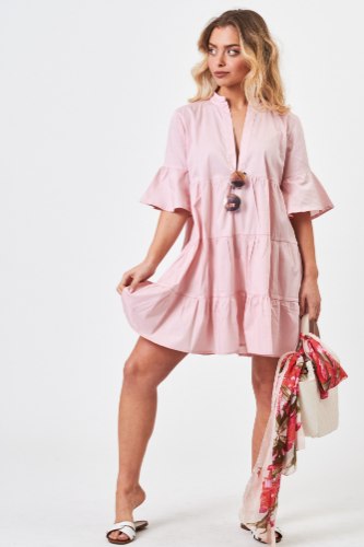 שמלת  כותנה נטלי ורודה