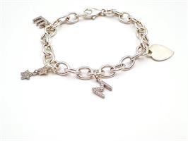 B-18 צמיד צ'ארמים ואותיות תלוים מכסף - אות לבחירתך