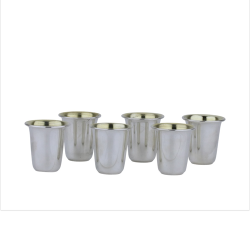 שישיית כוסות ליקר כסף טהור 925 חלק