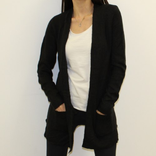 עליונית סריג כיסים שחור