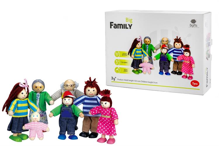 בובות משפחה מעץ 7 נפשות