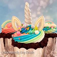 מיני מיני קאפקייק יוניקורן - אוזניים, קרן סט ל 6 יחידות, יוניקורן יום הולדת.