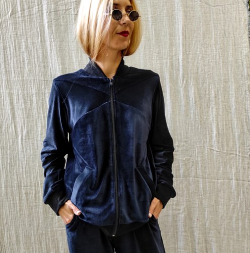 ג'קט פיקסי - כחול קטיפה