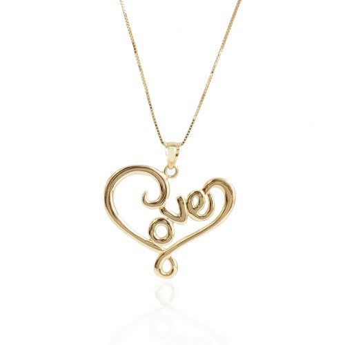 שרשרת לב זהב לאישה עם כיתוב LOVE