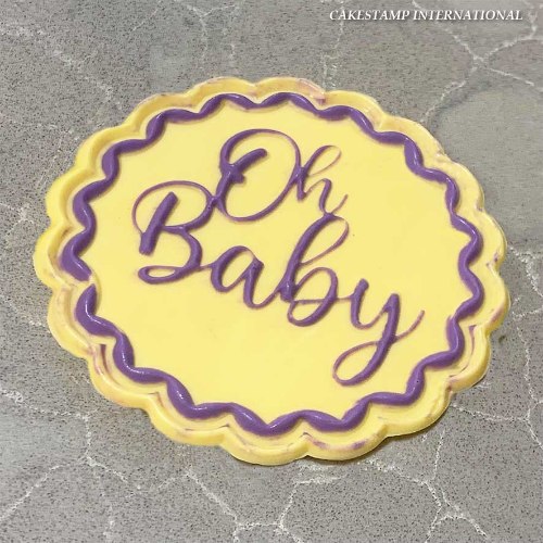 תבנית קישוט עוגה עיגול מסולסל OH BABY תינוק חדש| טופר תינוק| תבנית מארז מתוק חדש מאתי דבש