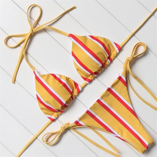 ביקיני פסים צהוב אדום