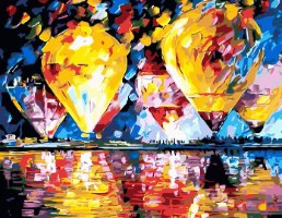 צביעה לפי מספרים - כדורים פורחים בלילה 50X60